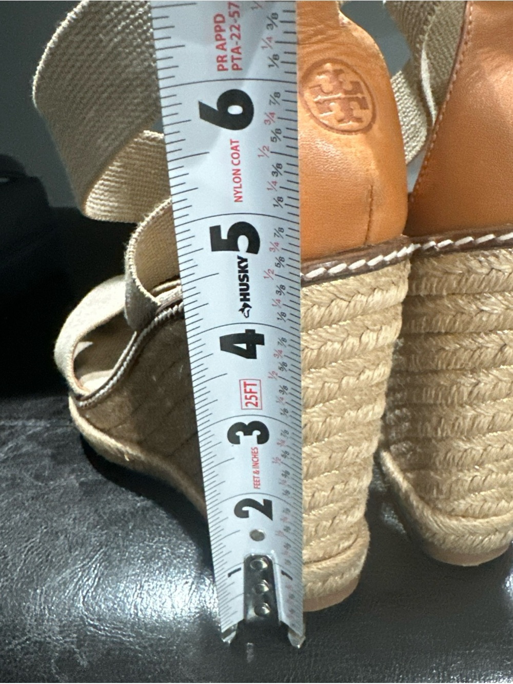 Tory Burch Frieda Espadrille Wedge Sandals Beige Ankle Strap Women 7.5M - Picture 9 of 9